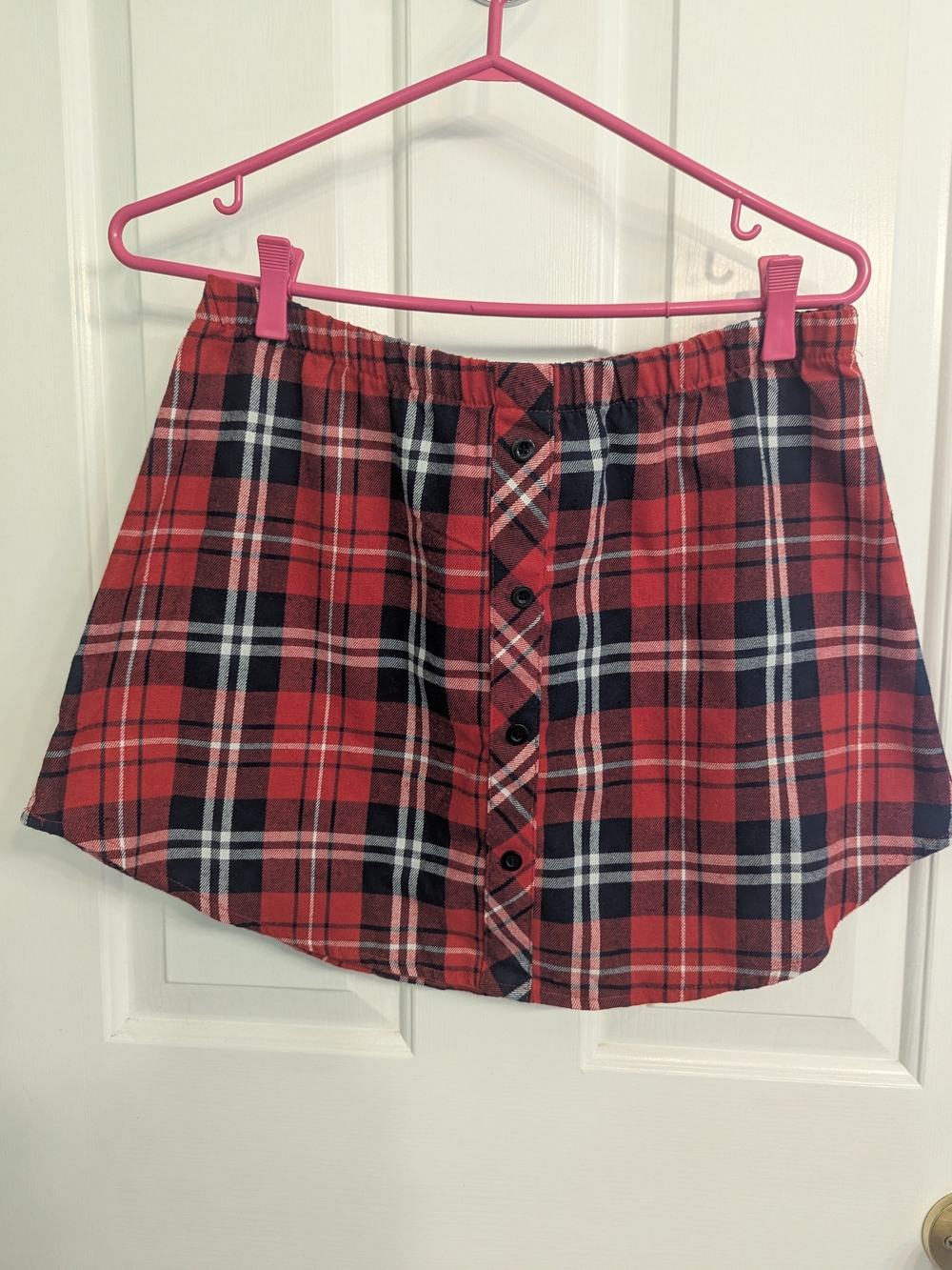 Red Plaid Button-Front Women’s Mini Skirt